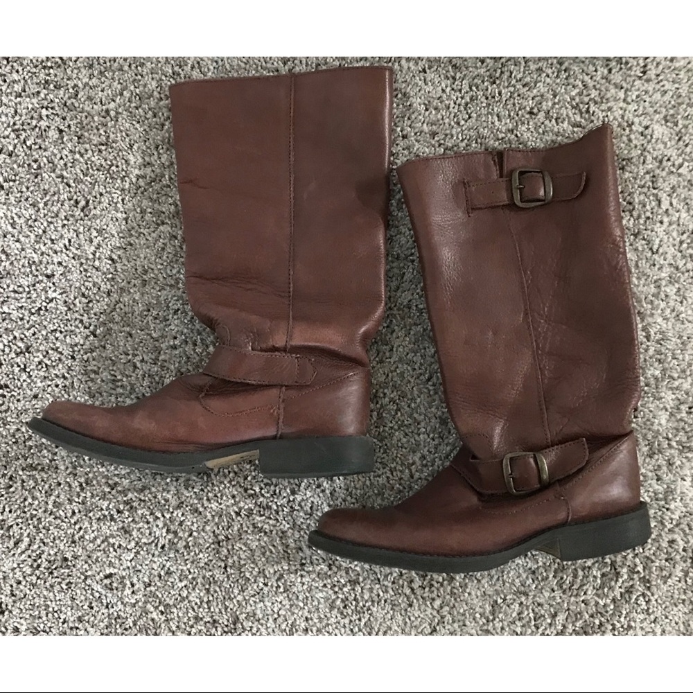 Steve Madden Brown Leather Boots Size 8.5